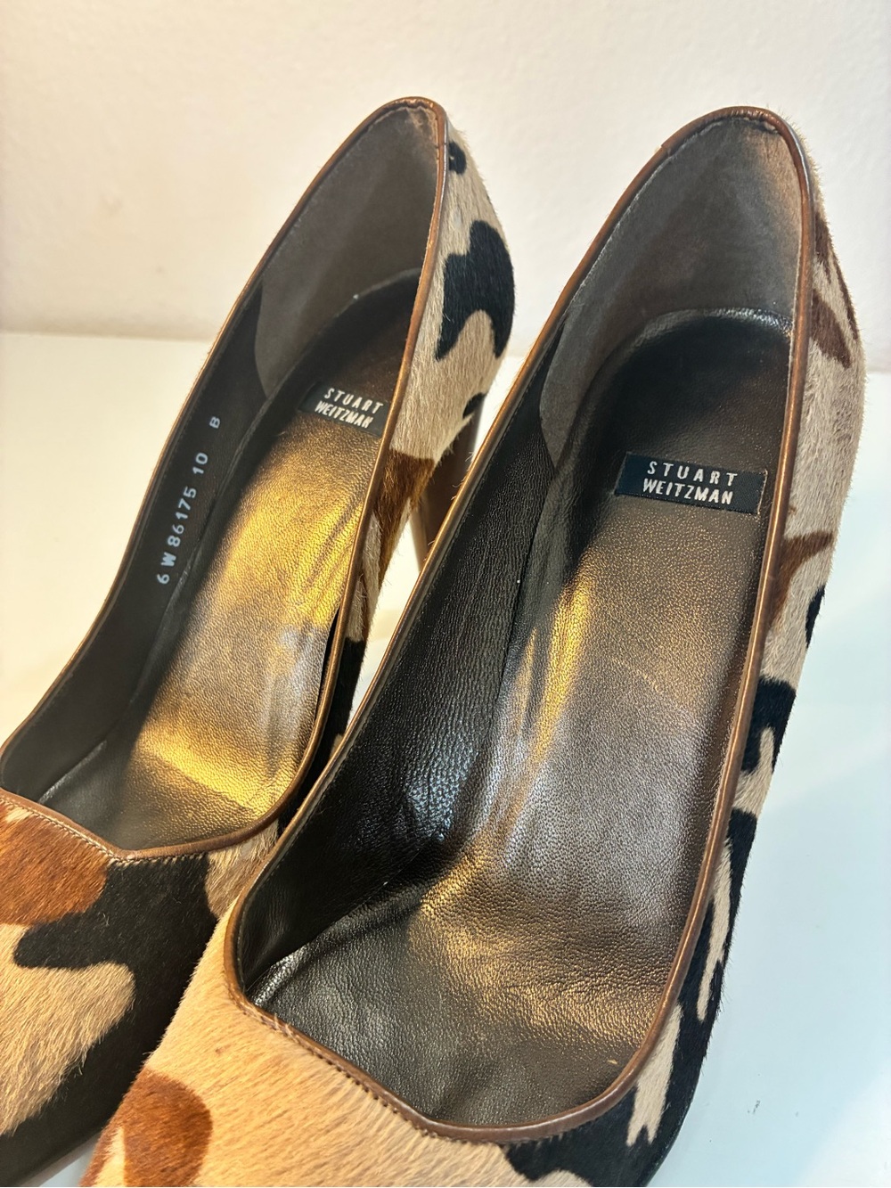 VTG STUART WEITZMAN 10B Women's Camouflage Pointed-Toe High Heels - Brown/Black - Picture 2 of 15